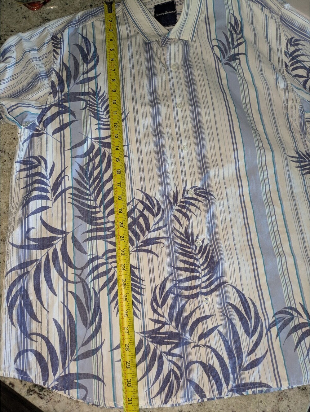 Tommy Bahama XXL Tropical Palm Striped Resort Shirt - Picture 9 of 13